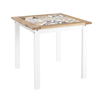 Salvador 1+2 Tile Top Dining Set - White/Pine