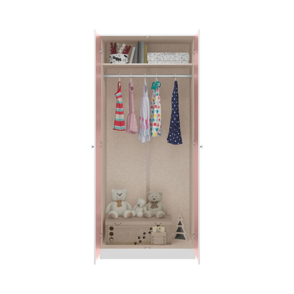 Denver 2 Door Wardrobe in White & Pink Gloss
