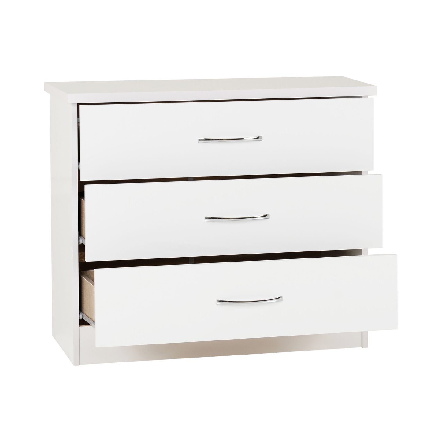 Nevada 3 Drawer Chest - White Gloss