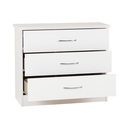 Nevada 3 Drawer Chest - White Gloss