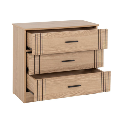 Tessa 3 Drawer Chest - Natural Oak Effect Storage