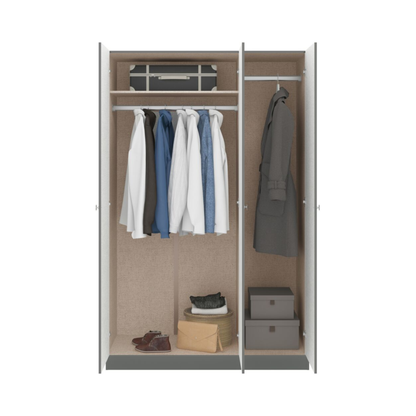 Denver 3 Door Wardrobe – Grey Gloss | Modern Bedroom Storage