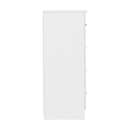 Nevada 5 Drawer Low Wardrobe - White Gloss