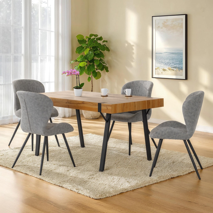 Treviso & Quebec Dining Set - Light Oak Effect/Grey Faux Leather