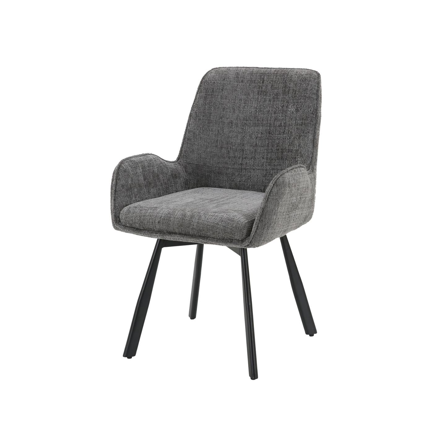 Amelia Pack of 2 Swivel Dining Chairs – Grey Chenille Fabric