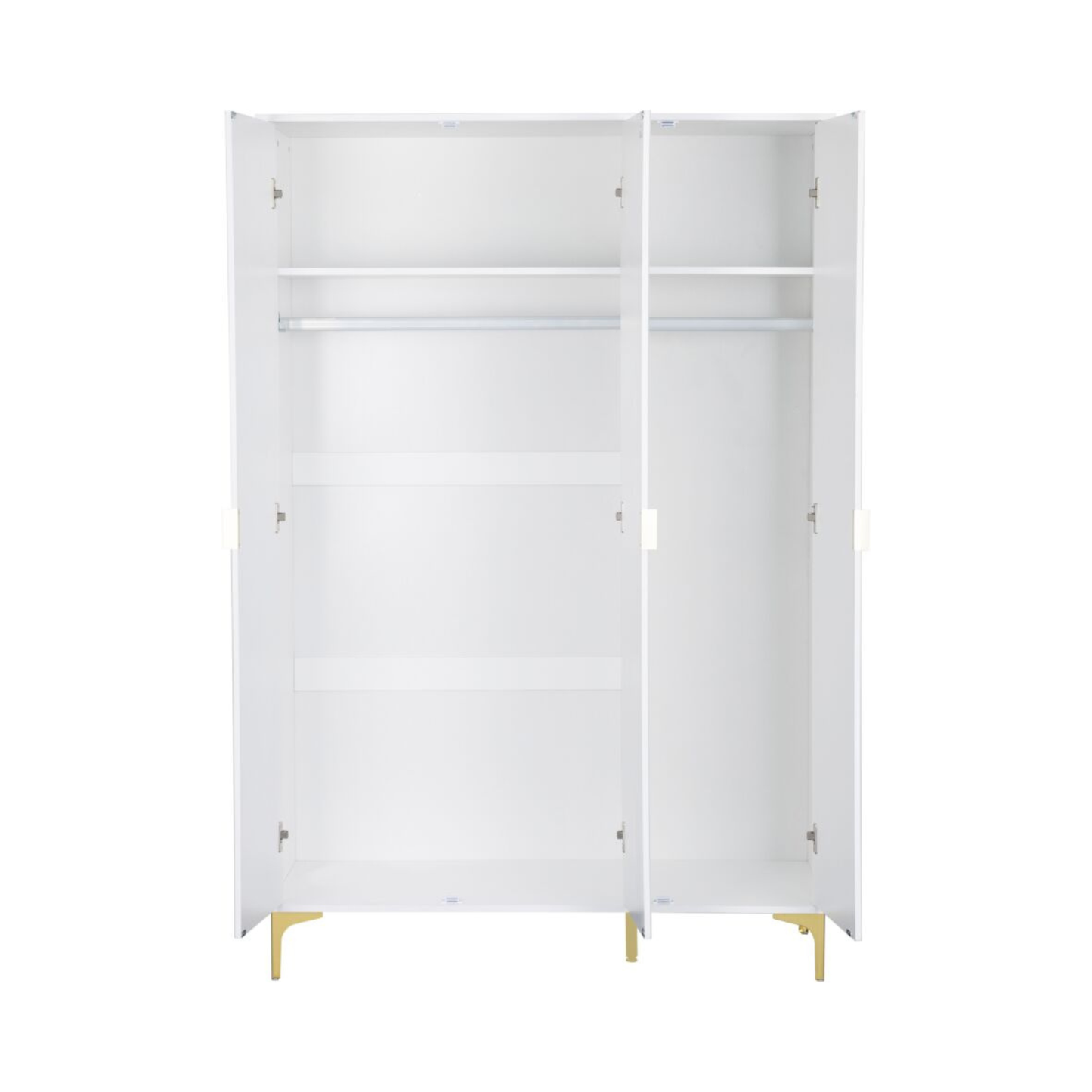 Miami 3 Door Wardrobe – White & Gold, Dual Storage
