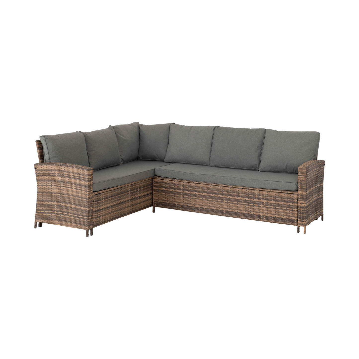 Aspen Corner Garden Furniture Set - Brown Rattan/Grey Fabric
