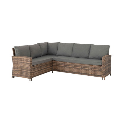 Aspen Corner Garden Furniture Set - Brown Rattan/Grey Fabric