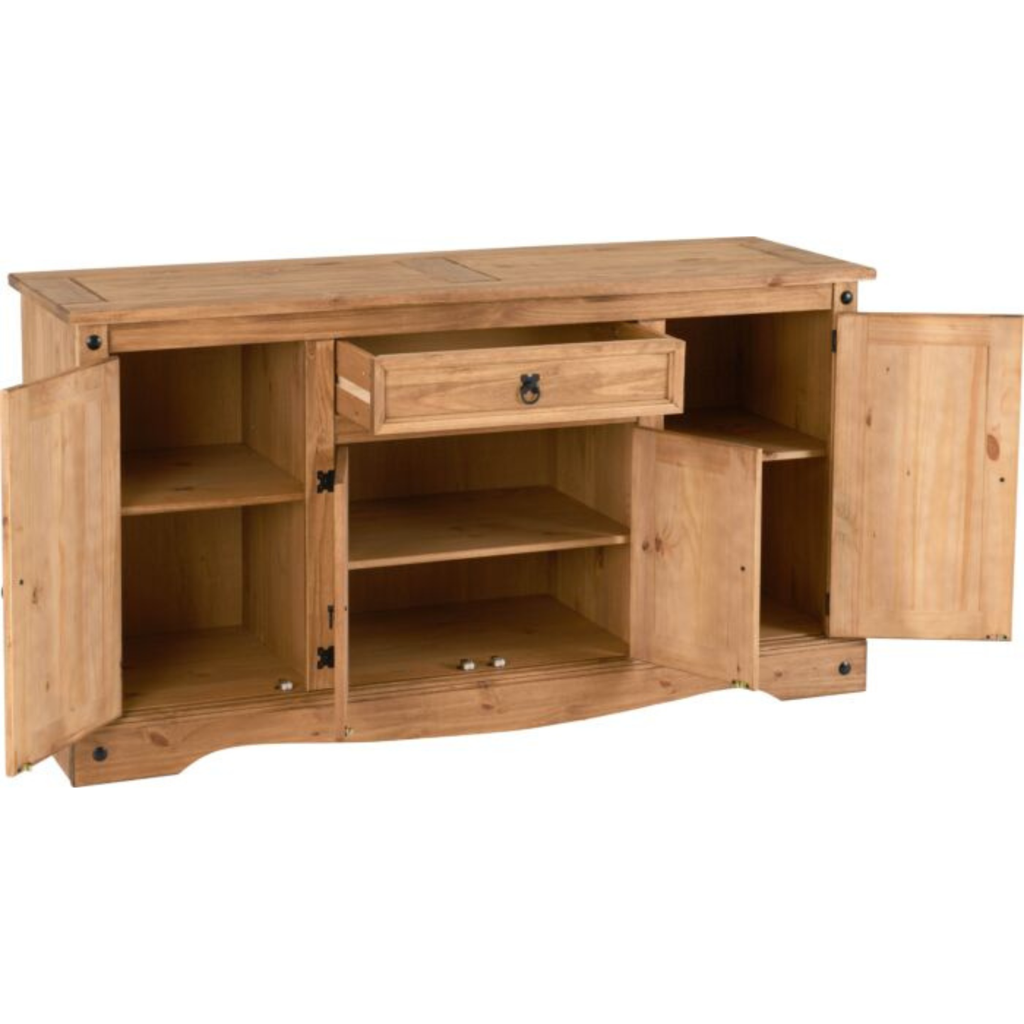 Corona 4 Door 1 Drawer Sideboard – Distressed Waxed Pine