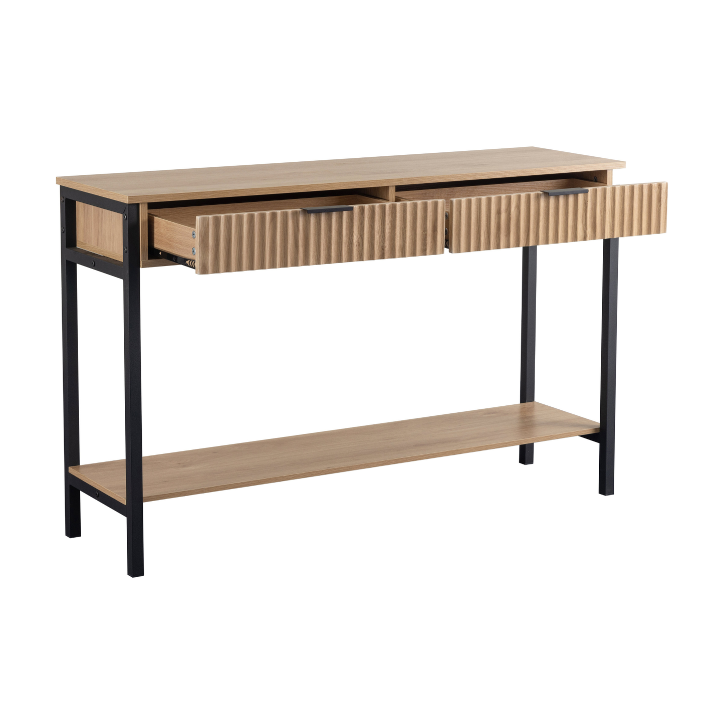 Miami 2 Drawer Console Table - Oak Effect & Black