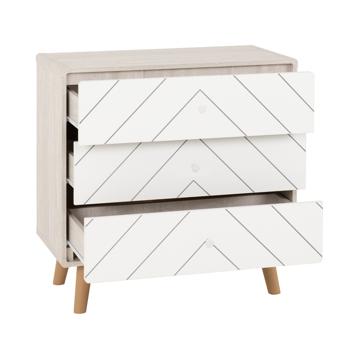 Dixie Trio Set Dusty Grey/White Wardrobe Chest & Bedside