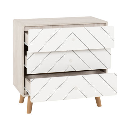 Dixie Trio Set Dusty Grey/White Wardrobe Chest & Bedside