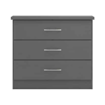 Nevada 3 Drawer Chest - 3D Effect Grey