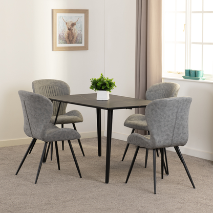 Marlow & Quebec Dining Set – Black Marble & Grey PU