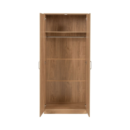 Dakota 2 Door Wardrobe – Oak Effect | Compact Hanging Storage