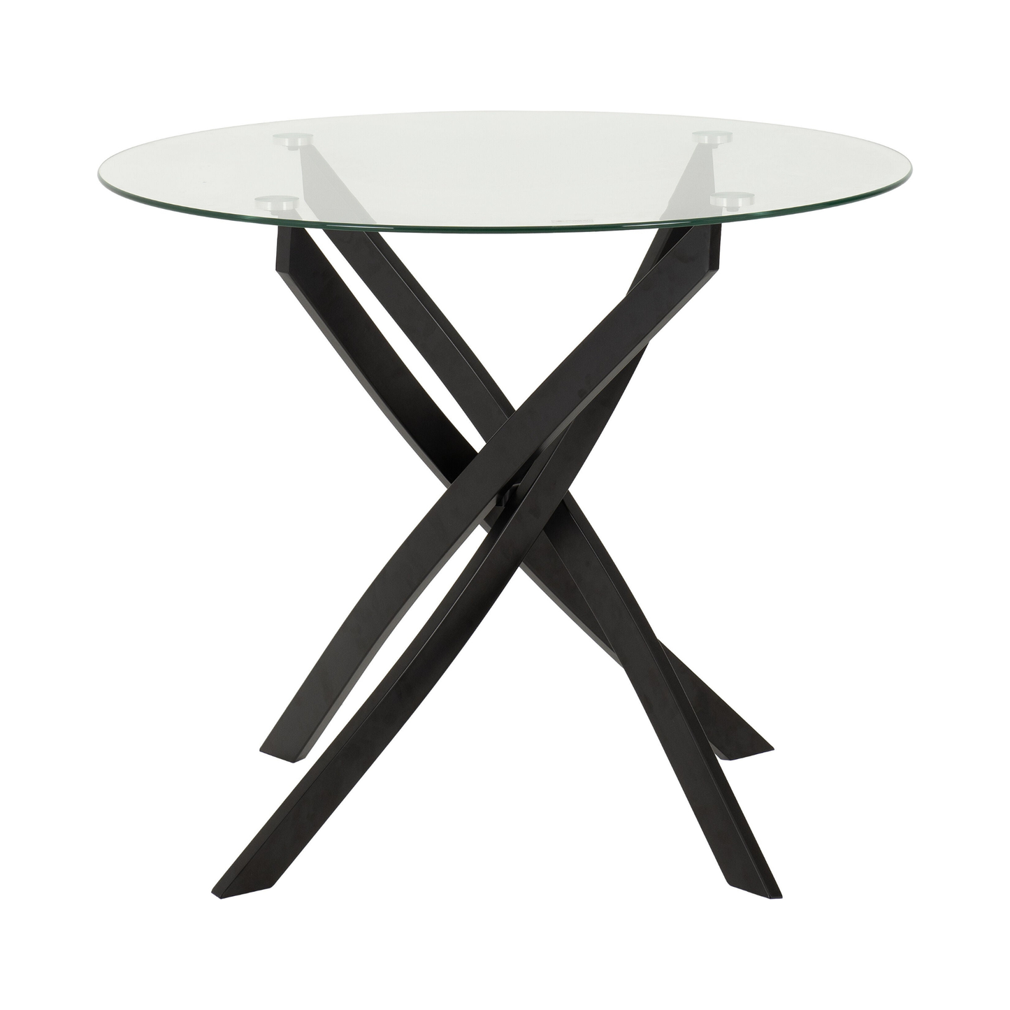 Sheldon Round Glass Dining Set - Clear Glass/Navy Blue Velvet
