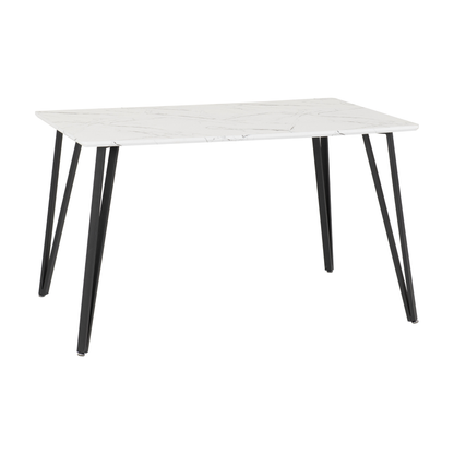 Marlow Dining Set 4 Chairs White Marble/Black Velvet