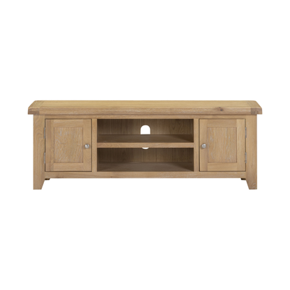 Windsor Straight TV Unit - Natural Oak - Hardwood & Plywood