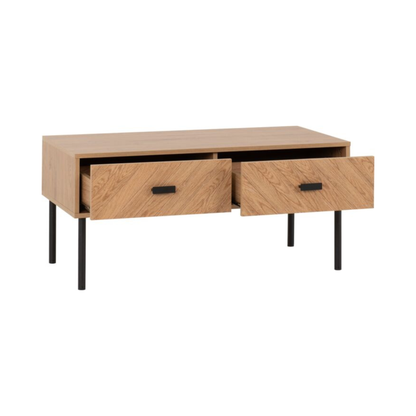 Leon 2 Drawer Coffee Table - Medium Oak Effect, Modern Design
