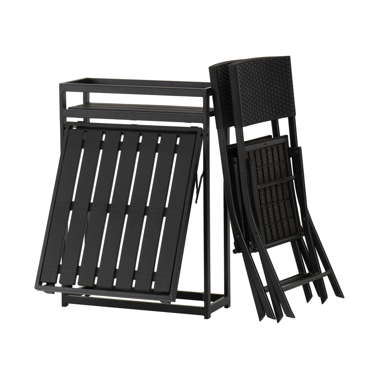 Foldaway 1+2 Garden Set - Black Metal Frame