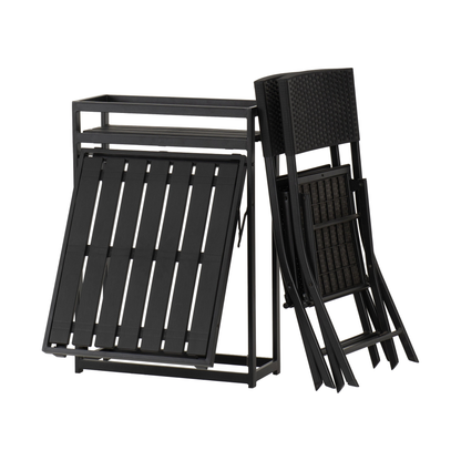Foldaway 1+2 Garden Set - Black Metal Frame