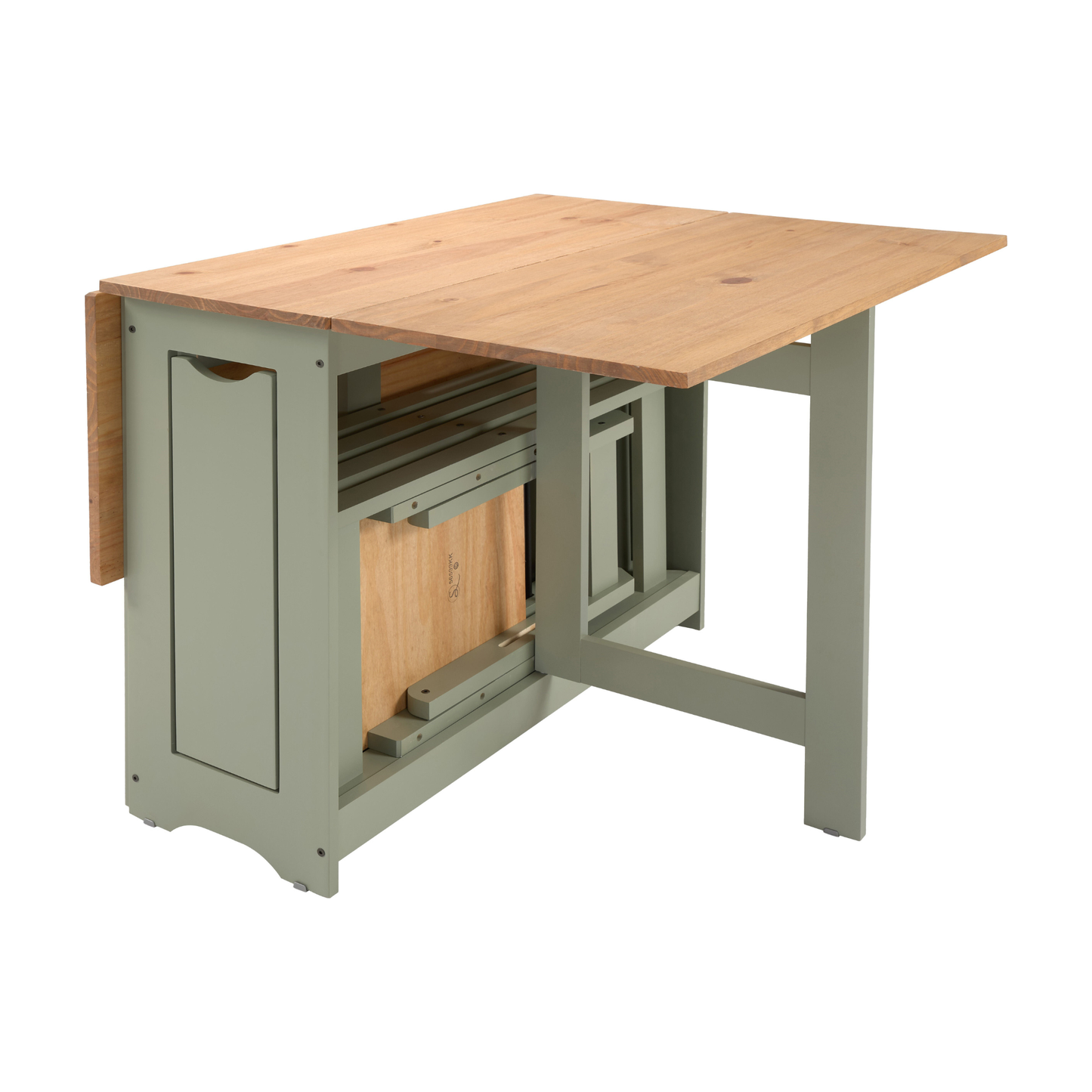 Santos Butterfly Dining Set - Green/Distressed Pine (4 Chairs)