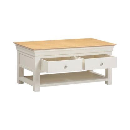 Bordeaux 2 Drawer Coffee Table - Ivory/Oak