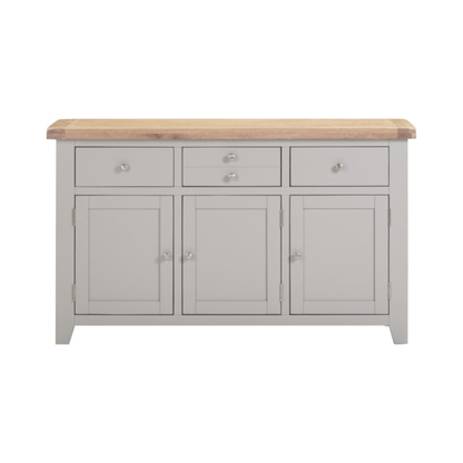 Windsor 3 Door 3 Drawer Sideboard – Pebble Grey/Oak