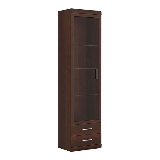 Imperial Tall Glazed 1 Door 2 Drawer Narrow Cabinet in Dark Mahogany Melamine