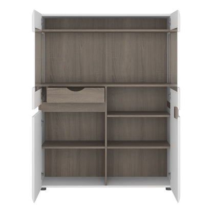 Chelsea Low Display Cabinet 109cm in White with Truffle Oak Trim