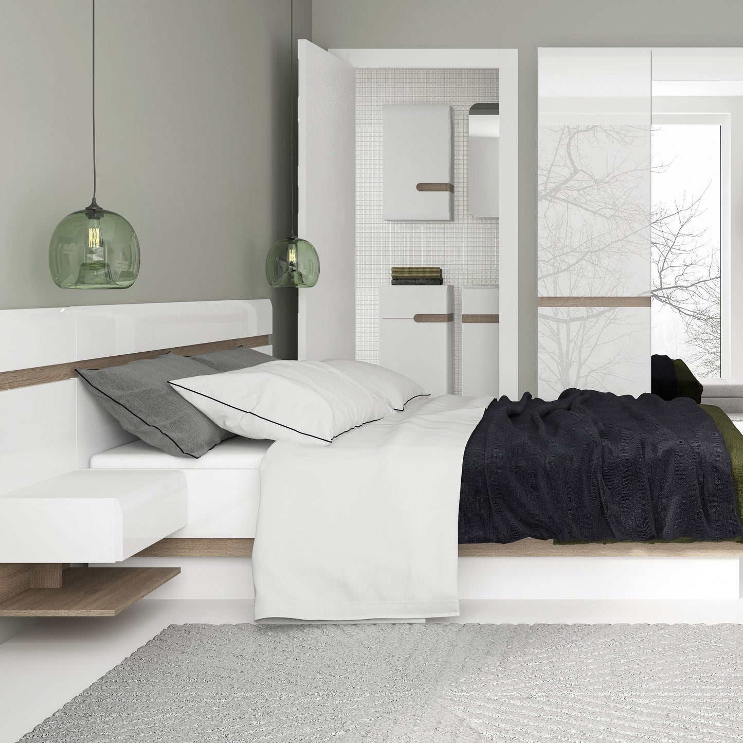 Chelsea Bedside Extension in White with Truffle Oak Trim