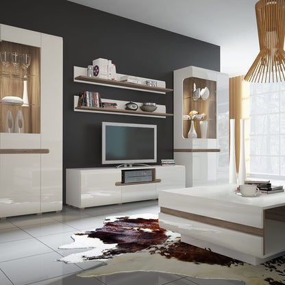 Chelsea Living Small Designer Coffee Table in White and Truffle Oak