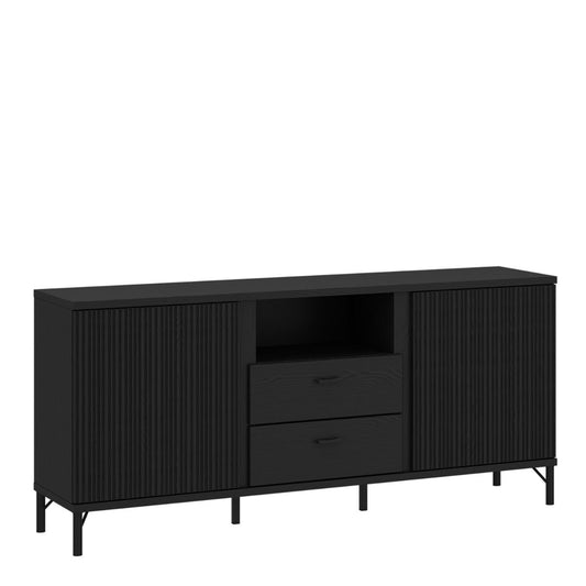 Lusaka TV Cabinet 2 Door 2 Drawer in Black Graphite