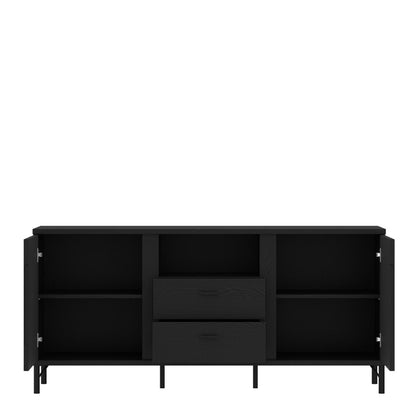 Lusaka TV Cabinet 2 Door 2 Drawer in Black Graphite