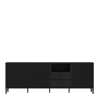 Lusaka TV Cabinet 3 Door 2 Drawer in Black Graphite