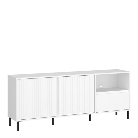 Avenale Wide TV Cabinet 2 Door 1 Drawer in Alpine White High Gloss