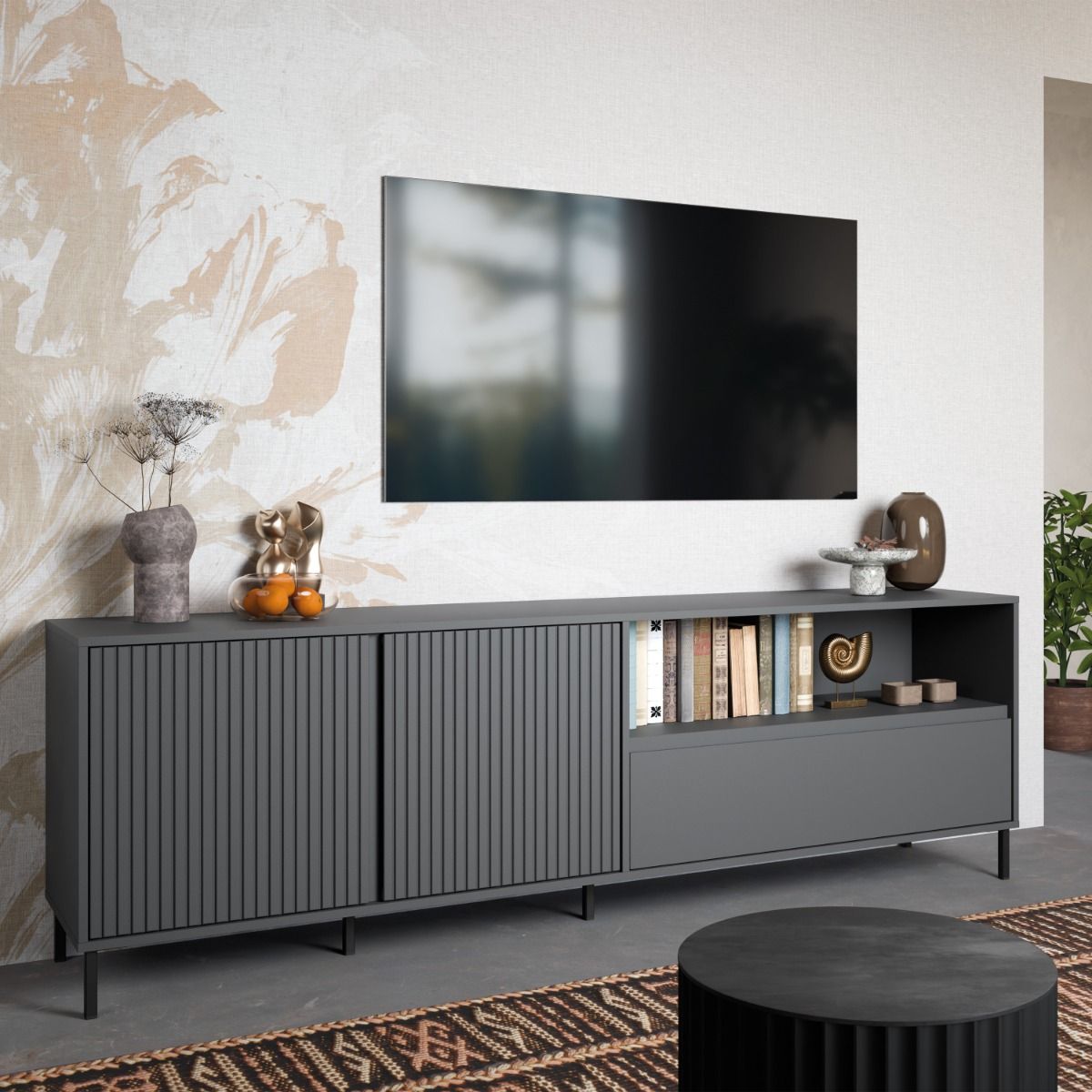 Avenale TV Cabinet 2 Door 1 Drawer in Anthracite