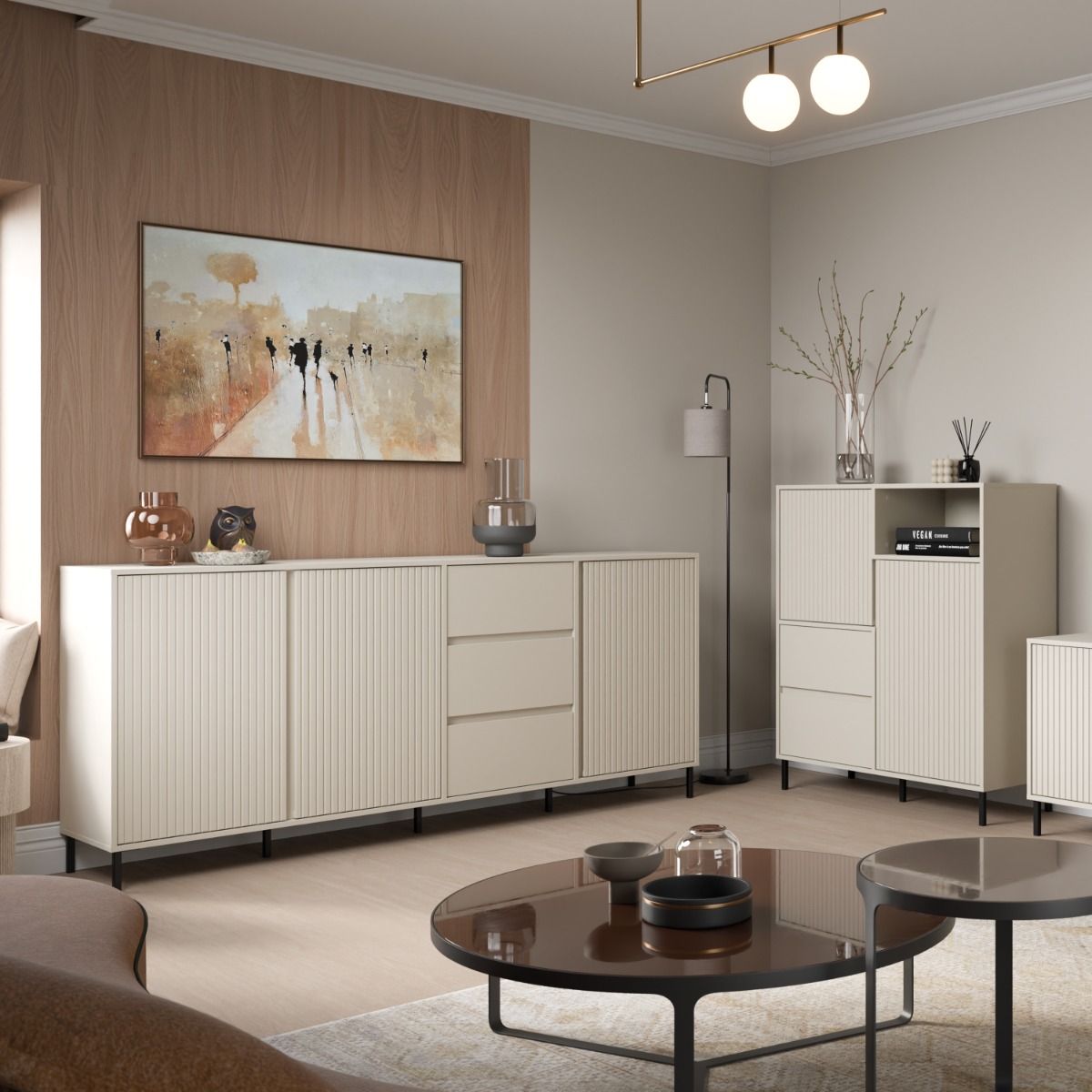 Avenale Sideboard 3 Door 3 Drawer in Cashmere