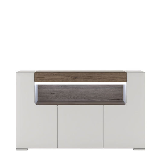 Toronto 3 Door Sideboard with Open Shelving and Plexi Lighting