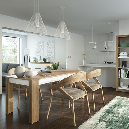 Lyon Small Extending Dining Table 90-180cm in Riviera Oak/White High Gloss