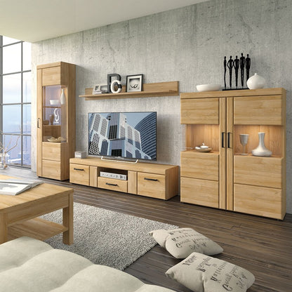 Cortina Low Wide Display Cabinet in Grandson Oak