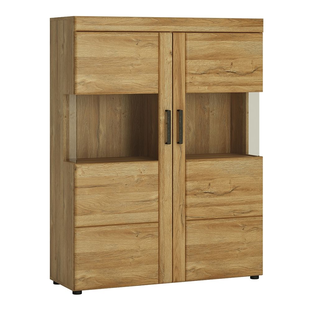 Cortina Low Wide Display Cabinet in Grandson Oak
