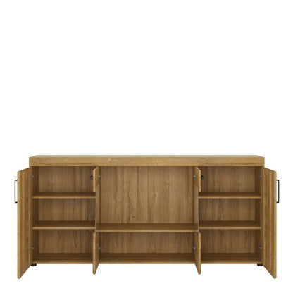 Cortina 4 Door Wide Glazed Sideboard in Grandson Oak