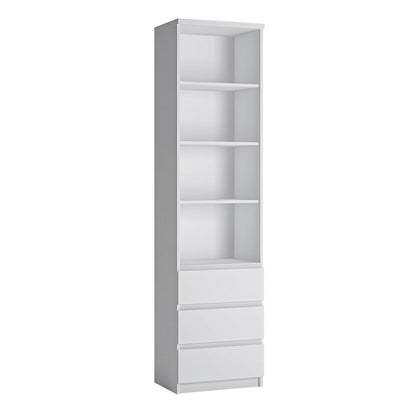 Fribo Tall 3 Drawer Bookcase in White
