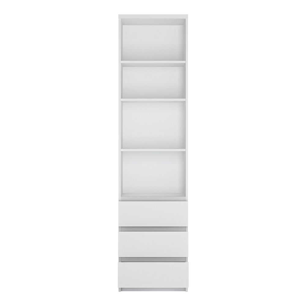 Fribo Tall 3 Drawer Bookcase in White