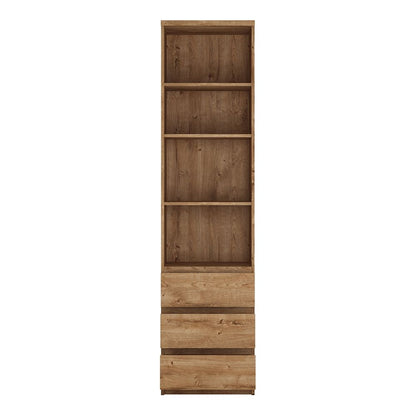 Fribo Tall Bookcase with 3 Drawers in Oak