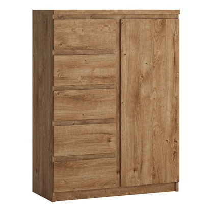 Fribo 1 Door 5 Drawer Cabinet in Oak