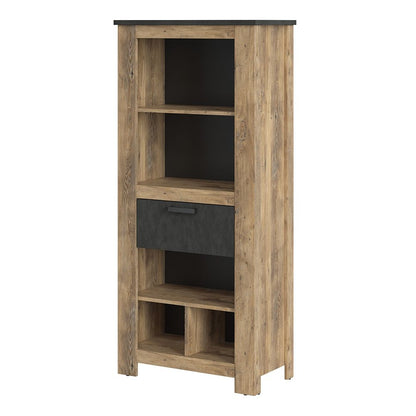 Rapallo 1 Drawer Bookcase Chestnut and Matera Grey