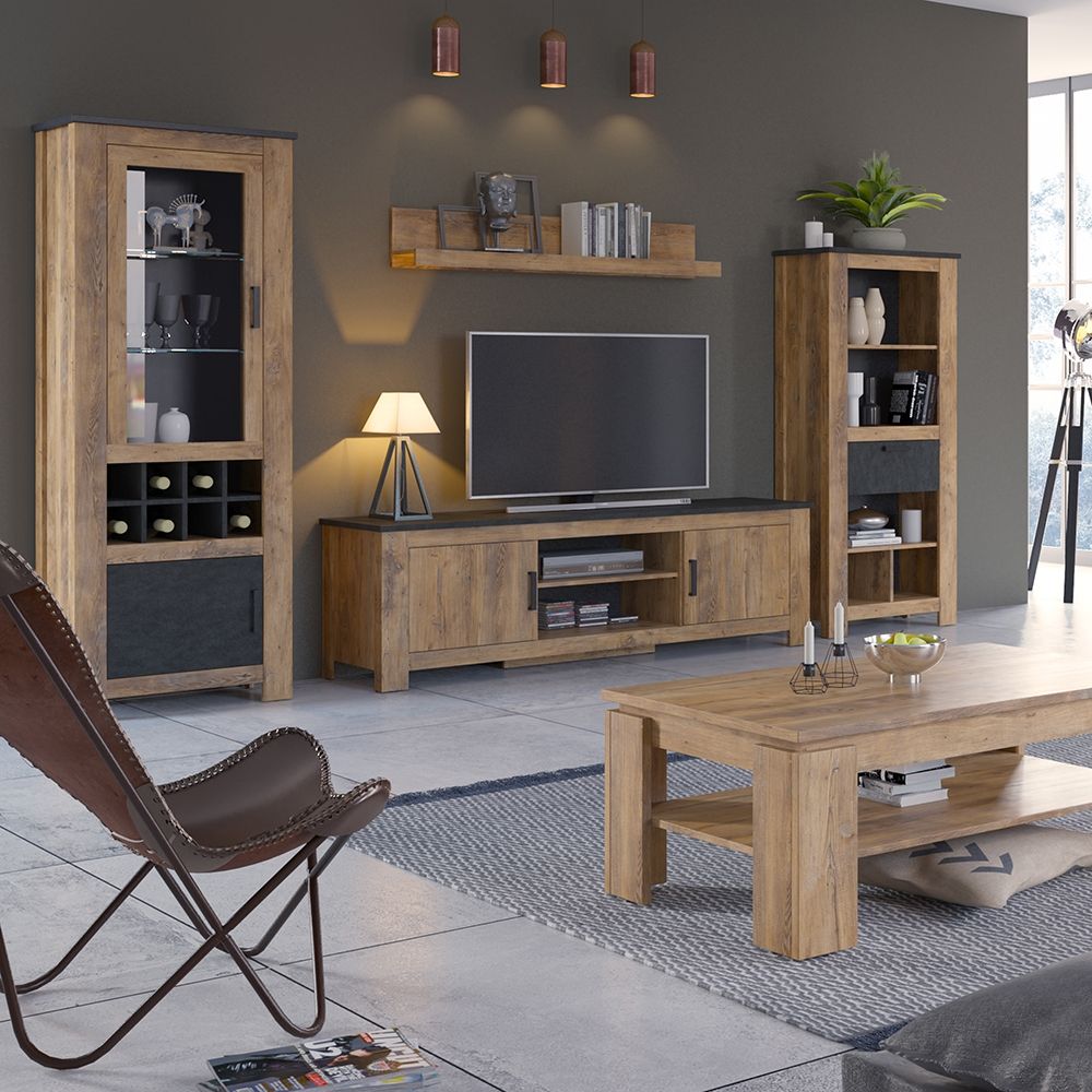 Rapallo 135cm Wall Shelf Chestnut and Matera Grey
