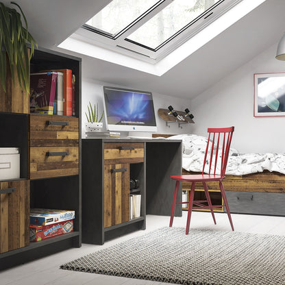 Brooklyn Low Bookcase 2 Doors and 2 Drawers Walnut and Grey